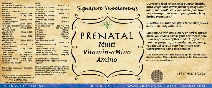 MULTIVITAMINICO PRENATAL MINERALES AMINOÁCIDOS