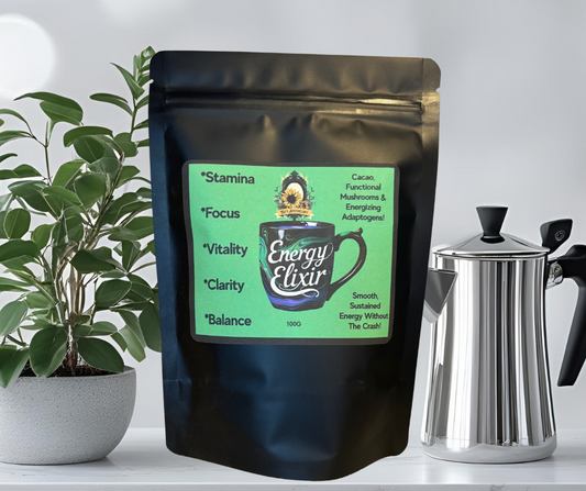 Energy Elixir ⚡ – Cacao & Mushroom Golden Milk with Adaptogens